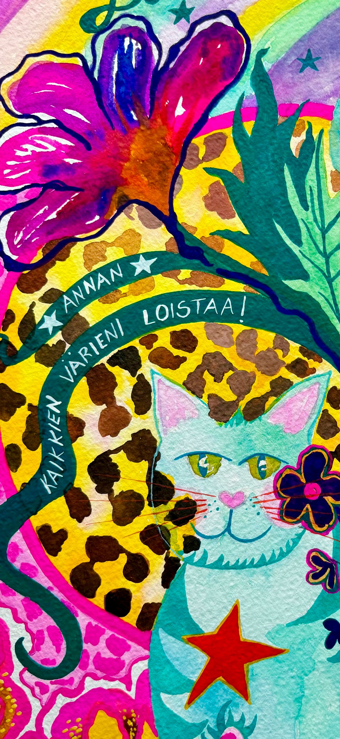 Lemurian Love Cat Original Painting